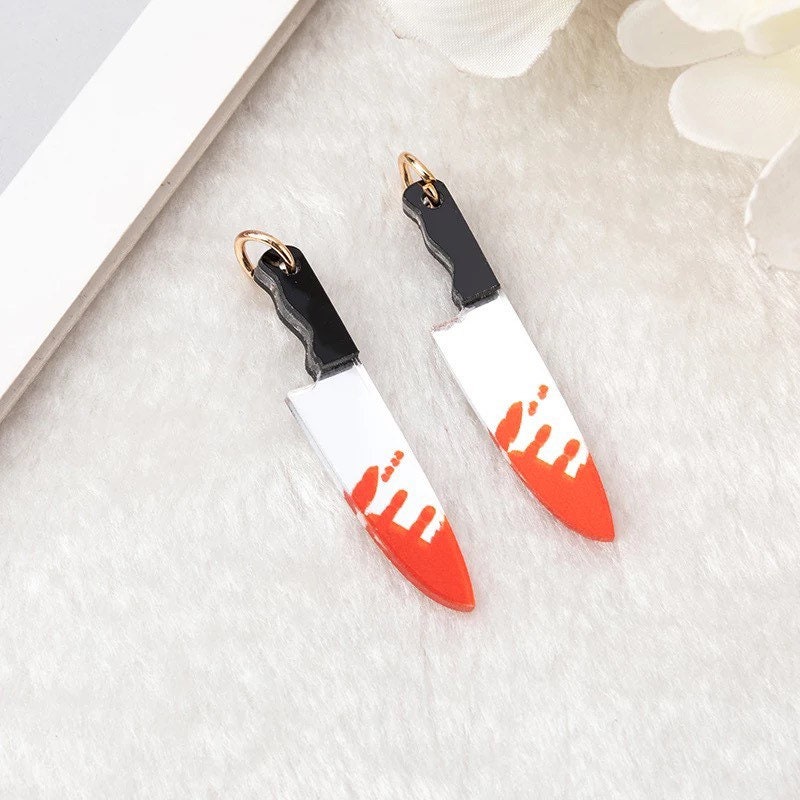 Gothic Horror Hatchet Style Knife Earrings