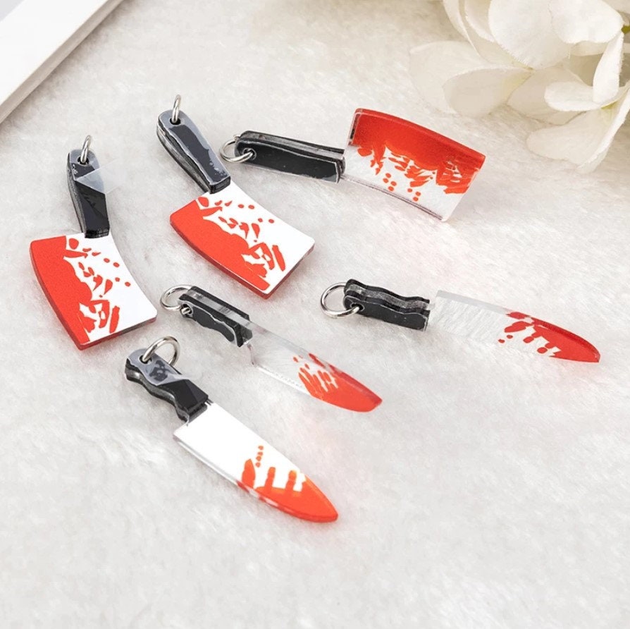 Gothic Horror Hatchet Style Knife Earrings