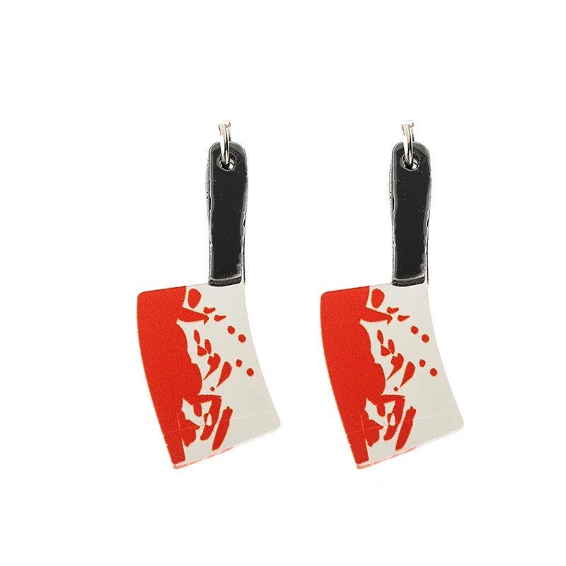 Gothic Horror Hatchet Style Knife Earrings