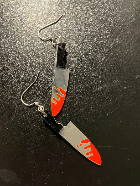 Gothic Horror Hatchet Style Knife Earrings