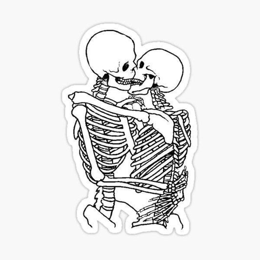 Skeleton Couple Kiss Sticker