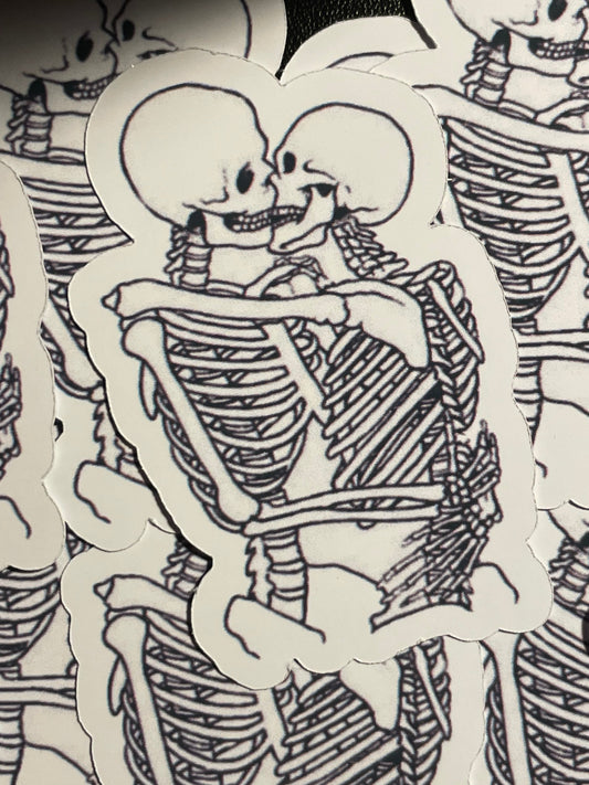 Skeleton Couple Kiss Sticker